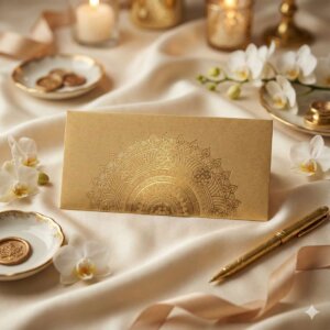 Gold Foil Chakra Olive Envelope - Pack of 10
